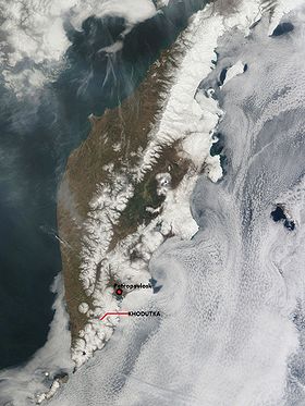 Полуостров Камчатка. Космический снимок НАСА.
