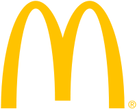 Two yellow arches joined together to form a rounded letter M