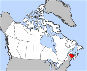 Нью-Брансуик на карте Канады
