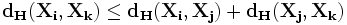 \mathbf{d_H (X_i ,X_k ) \le d_H (X_i ,X_j ) + d_H (X_j ,X_k )}